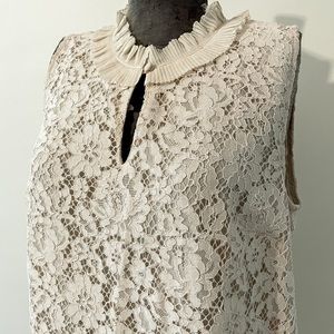 J Crew White Ruffle Lace Top M